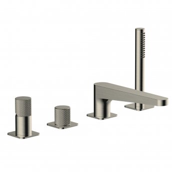RAK Amalfi 4-Hole Bath Shower Mixer Tap Pillar Mounted - Brushed Nickel