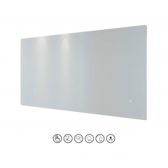 RAK Amethyst Landscape LED Mirror with Switch and Demister Pad 600mm H x 1200mm W Illuminated