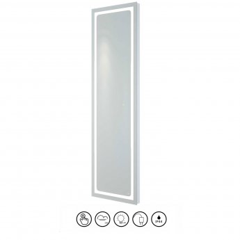 RAK Aquarius Portrait Tall Dress LED Mirror with Switch and Demister Pad 1400mm H x 420mm W Illuminated
