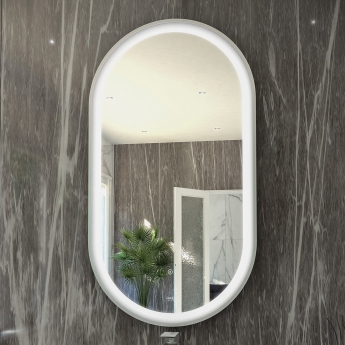 RAK Art Oval LED Illuminated Bathroom Mirror with Demister Pad 1000mm H x 450mm W - Chrome | Product Image