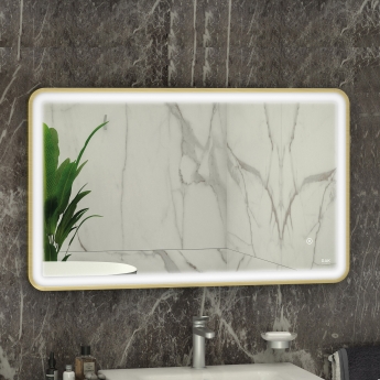 RAK Art Soft LED Illuminated Bathroom Mirror with Demister Pad 600mm H x 1000mm W - Brushed Gold | Product Image