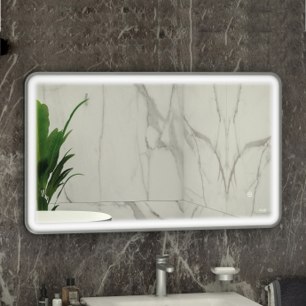 RAK Art Soft LED Illuminated Bathroom Mirror with Demister Pad 600mm H x 1000mm W - Brushed Nickel | Product Image