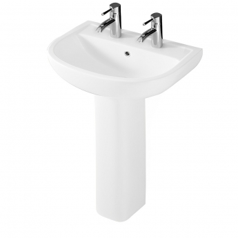 RAK Compact Basin and Full Pedestal 550mm Wide - 2 Tap Hole