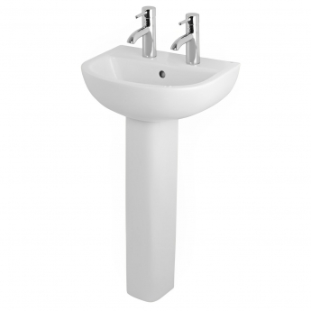 RAK Compact Basin and Full Pedestal 450mm Wide - 2 Tap Hole