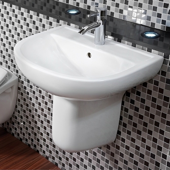 RAK Compact Basin and Semi Pedestal 550mm Wide - 1 Tap Hole