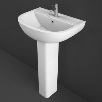 RAK Compact Basin and Full Pedestal 550mm Wide - 1 Tap Hole