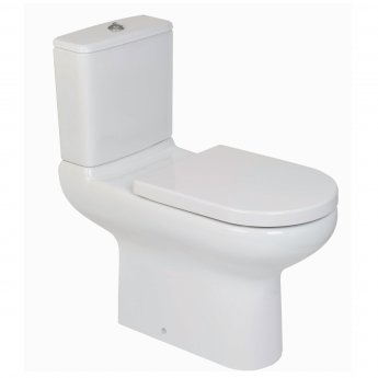RAK Compact Rimless Special Needs Close Coupled Toilet with Push Button Cistern - Ring Seat