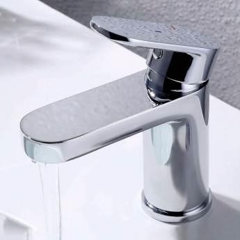 RAK Compact Eco Round Mono Basin Mixer Tap with Clicker Waste - Chrome