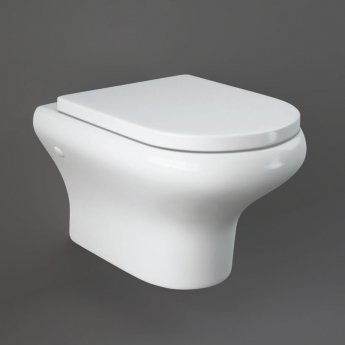 RAK Compact Rimless Wall Hung Toilet with Hidden Fixations 520mm Projection - Urea Soft Close Seat