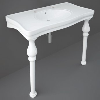 RAK Console Deluxe Basin with Ceramic Legs 1050mm Wide - 2 Tap Hole