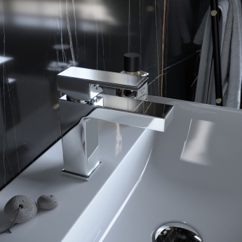 RAK Cubis Mono Basin Mixer Tap with Clicker Waste - Chrome