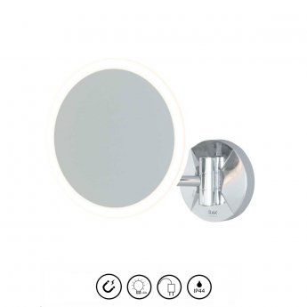 RAK Demeter Plus Round LED 3x Magnifying Mirror with Magnetic Pullout Switch 213mm H x 200mm W Illuminated