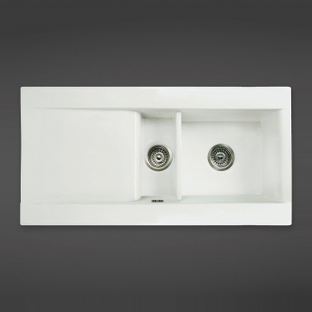 RAK Gourmet Dream 1 Ceramic Kitchen Sink 1.5 Bowl Reversible Drainer 1010mm L x 510mm W - Alpine White