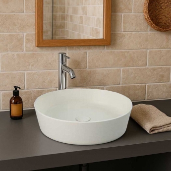 RAK Feeling Round Countertop Wash Basin 420mm Wide - Matt Greige