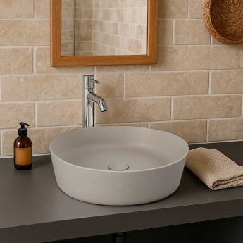 RAK Feeling Round Countertop Wash Basin 420mm Wide - Matt Cappuccino