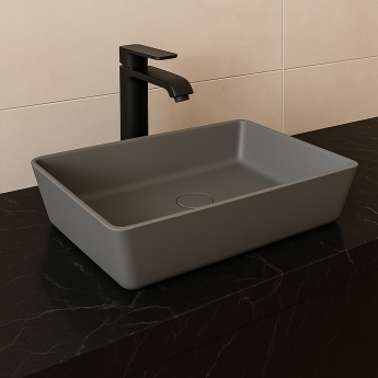 RAK Feeling Rectangular Countertop Wash Basin 500mm Wide - Matt Grey