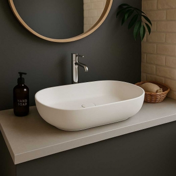 RAK Feeling Oval Countertop Wash Basin 550mm Wide - Matt White