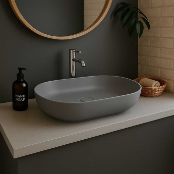 RAK Feeling Oval Countertop Wash Basin 550mm Wide - Matt Grey