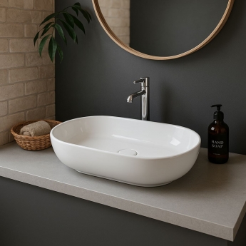 RAK Feeling Oval Countertop Wash Basin 550mm Wide - Alpine White