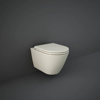 RAK Feeling Rimless Wall Hung Toilet with Soft Close Seat - Matt Greige | Product Image