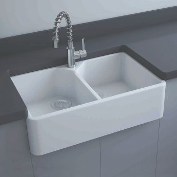 RAK Gourmet 10 Ceramic Belfast Kitchen Sink 2.0 Bowl 800mm L x 500mm W - White