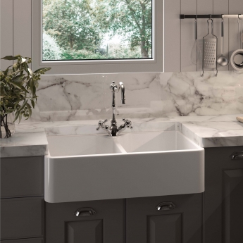 RAK Gourmet 10 Ceramic Belfast Kitchen Sink 2.0 Bowl 800mm L x 500mm W - White