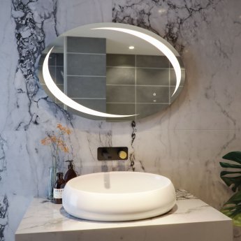 RAK Hades Oval LED Mirror with Switch and Demister Pad 600mm H x 900mm W Illuminated