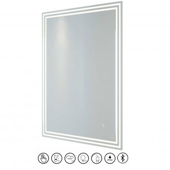 RAK Hermes Portrait LED Mirror with Switch and Demister Pad 800mm H x 600mm W Illuminated