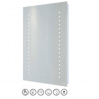 RAK Hestia LED Portrait Mirror with Switch and Demister Pad 700mm H x 500mm W Illuminated