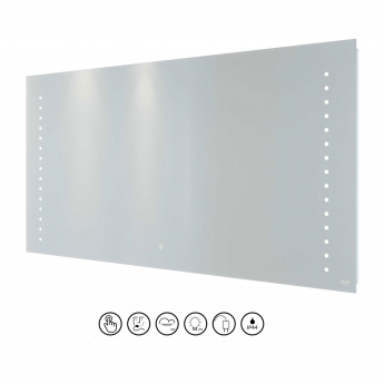 RAK Hestia LED Landscape Mirror with Switch and Demister Pad 600mm H x 1200mm W Illuminated