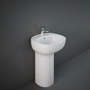 RAK Illusion Freestanding Wash Basin with Hidden Fixing 540mm Wide 1 Tap Hole - Alpine White