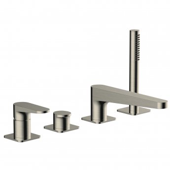 RAK Ischia 4-Hole Bath Shower Mixer Tap Pillar Mounted - Brushed Nickel