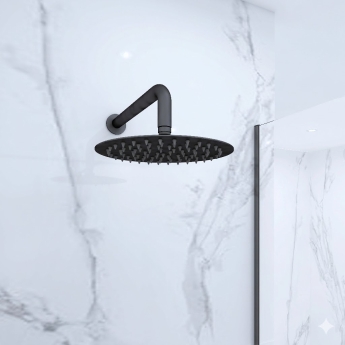RAK Round Fixed Shower Head 250mm Diameter - Matt Black | Product Image