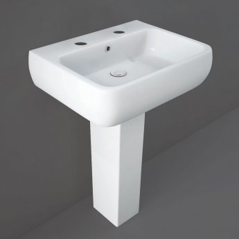 RAK Metropolitan Bathroom Suite Close Coupled Toilet and Basin 520mm Wide - 2 Tap Hole