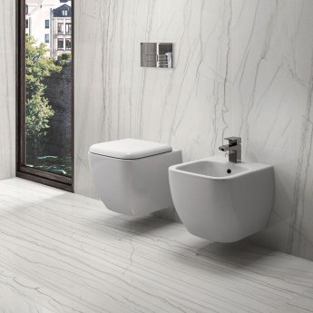 RAK Metropolitan Rimless Wall Hung Bidet with Hidden Fixations 525mm Projection - Alpine White