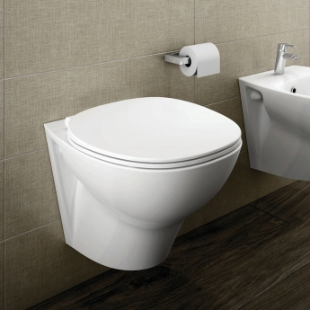 RAK Morning Rimless Wall Hung Toilet With Exposed Fitting 520mm Projection - Soft Close Seat