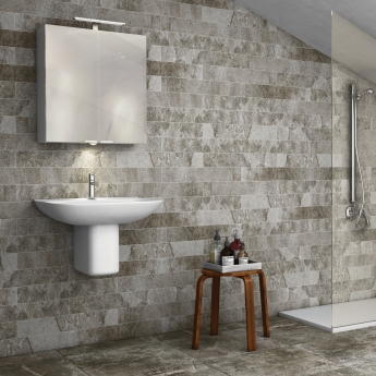 RAK Origin 62 Basin and Semi Pedestal 650mm Wide - 1 Tap Hole