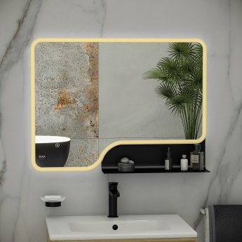 RAK Ornate LED Illuminated Bathroom Mirror with Demister Pad 600mm H x 1000mm W - Brushed Gold | Product Image