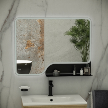 RAK Ornate LED Illuminated Bathroom Mirror with Demister Pad 600mm H x 1000mm W - Brushed Nickel | Product Image