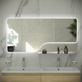 RAK Ornate LED Illuminated Bathroom Mirror with Demister Pad 600mm H x 1200mm W - Brushed Nickel | Product Image