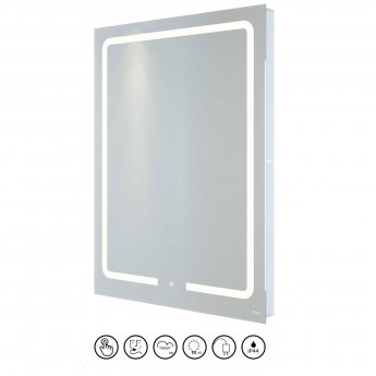 RAK Pegasus LED Portrait Mirror with Switch and Demister Pad 800mm H x 600mm W Illuminated