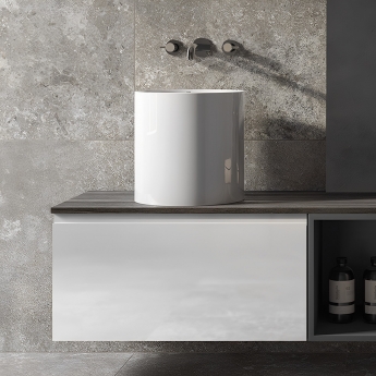 RAK Petit Round Countertop Basin 360mm Wide 0 Tap Hole - Alpine White