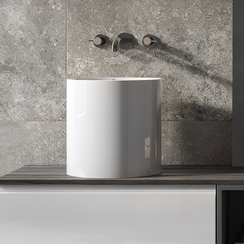 RAK Petit Round Countertop Basin 360mm Wide 0 Tap Hole - Alpine White