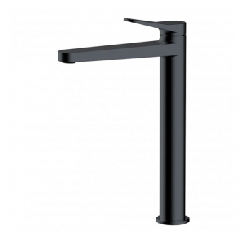 RAK Petit Round Tall Basin Mixer Tap Without Waste - Matt Black