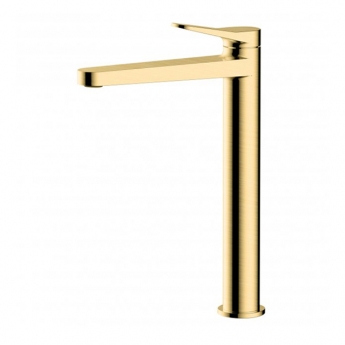 RAK Petit Round Tall Basin Mixer Tap Without Waste - Brushed Gold