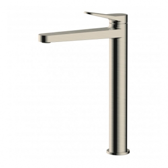 RAK Petit Round Tall Basin Mixer Tap Without Waste - Brushed Nickel