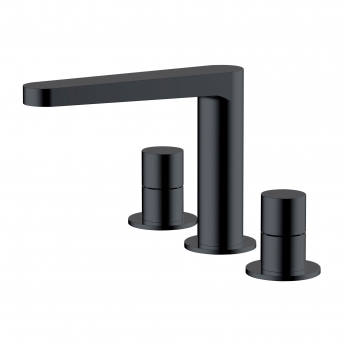 RAK Petit Round 3-Hole Basin Mixer Tap Deck Mounted - Matt Black
