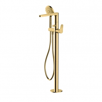 RAK Petit Round Freestanding Bath Shower Mixer Tap - Brushed Gold