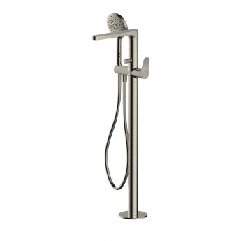 RAK Petit Round Freestanding Bath Shower Mixer Tap - Brushed Nickel