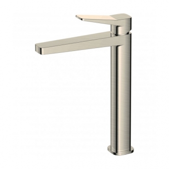 RAK Petit Square Tall Basin Mixer Tap Without Waste - Brushed Nickel